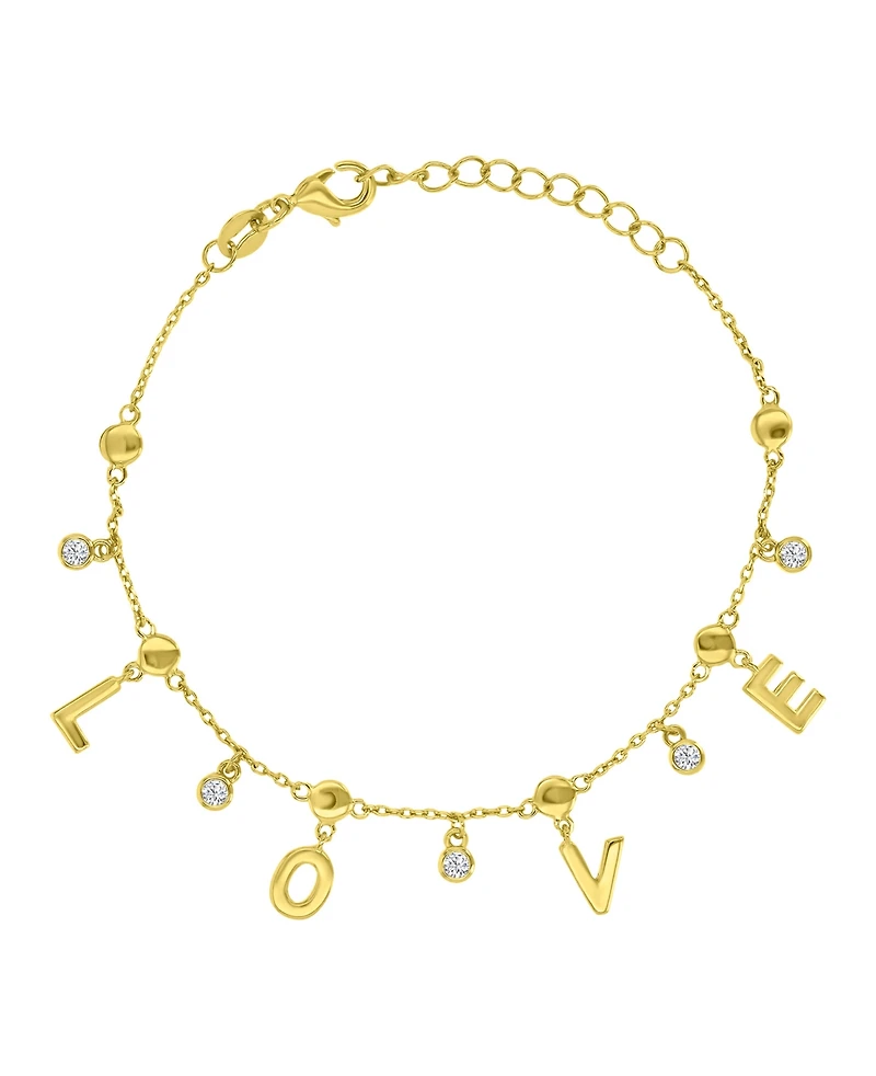 Macy's 14k Gold-Plated Dangling Cubic Zirconia Love Bracelet