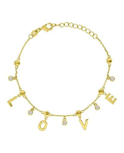 Macy's 14k Gold-Plated Dangling Cubic Zirconia Love Bracelet
