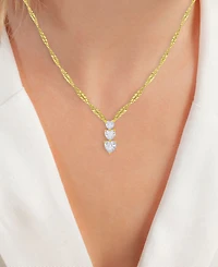 Macy's 14k Gold Over Sterling Silver Cubic Zirconia Triple Heart Necklace