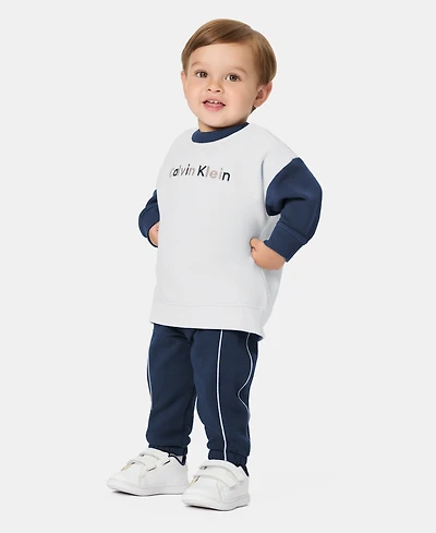 Calvin Klein Baby Boys' Long-Sleeve Top and Pants, 2-Piece Set