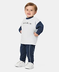 Calvin Klein Baby Boys' Long-Sleeve Top and Pants, 2-Piece Set