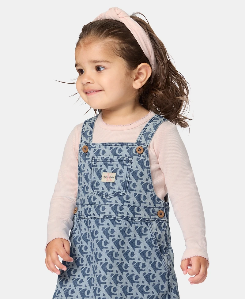 Calvin Klein Baby Girls' Long-Sleeve Bodysuit, Jumper and Headband, 2-Piece Set