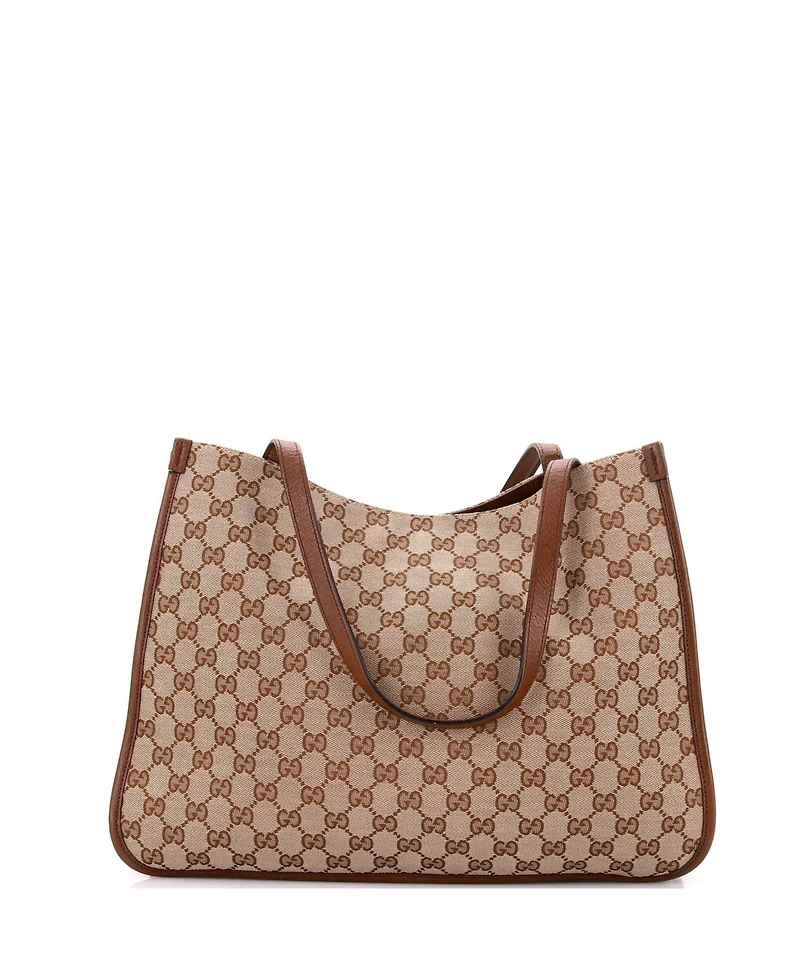 Pre-Owned Gucci Medium Horsebit 1955 Tote Gg Canvas with Leather