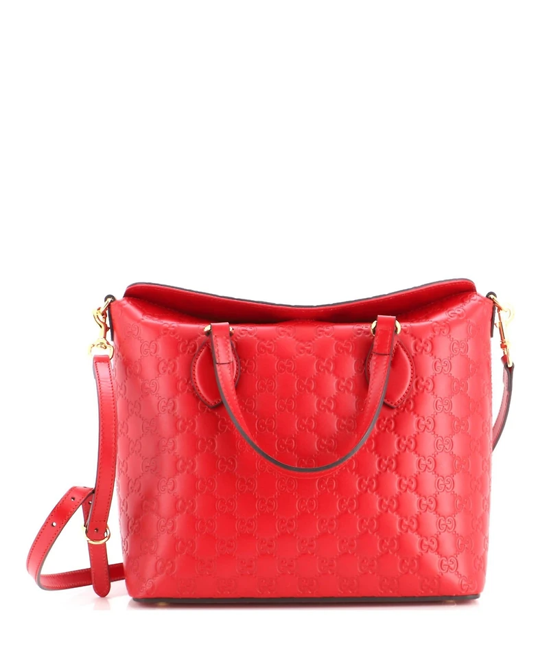 Pre-Owned Gucci Medium Signature Fold Over Tote Guccissima Leather