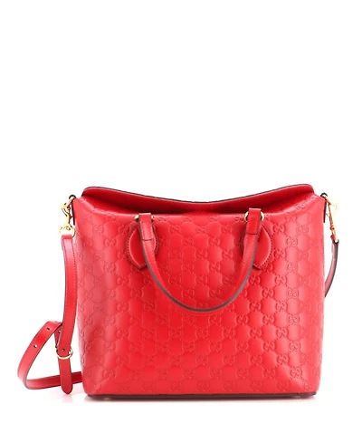 Pre-Owned Gucci Medium Signature Fold Over Tote Guccissima Leather