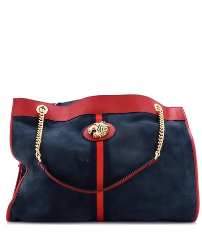 Pre-Owned Gucci Large Rajah Chain Tote Suede