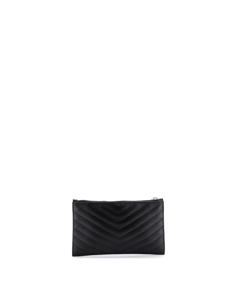 Pre-Owned Saint Laurent Medium Classic Monogram Zip Bill Pouch Matelasse Chevron Leather