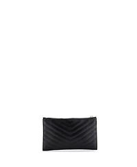 Pre-Owned Saint Laurent Medium Classic Monogram Zip Bill Pouch Matelasse Chevron Leather