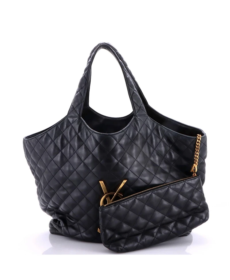 Pre-Owned Saint Laurent Maxi Icare Shopping Tote Quilted Leather