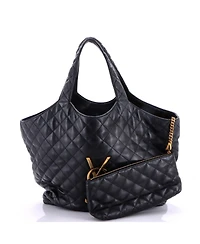 Pre-Owned Saint Laurent Maxi Icare Shopping Tote Quilted Leather