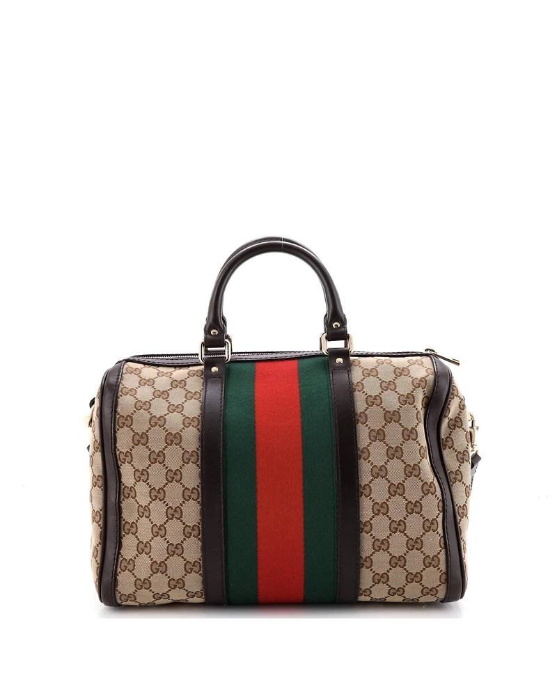 Pre-Owned Gucci Medium Vintage Web Boston Bag Gg Canvas