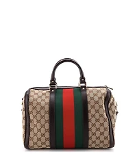 Pre-Owned Gucci Medium Vintage Web Boston Bag Gg Canvas