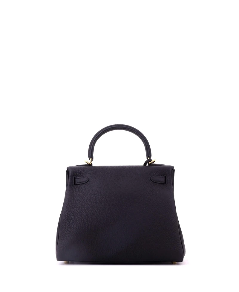 Pre-Owned Hermes Kelly Handbag Black Togo with Gold Hardware