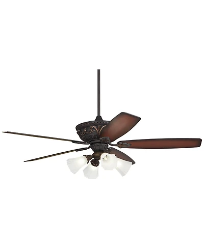 Casa Vieja 60" Montego Industrial Rustic Indoor Ceiling Fan Led Light Frosted Glass for Living Kitchen Home