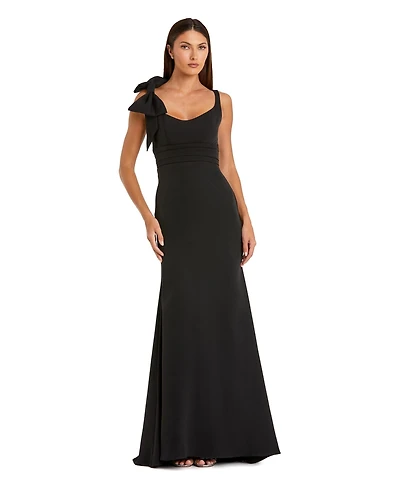 Mac Duggal Women's Scoop Neck Trumpet Gown with Bow Detail