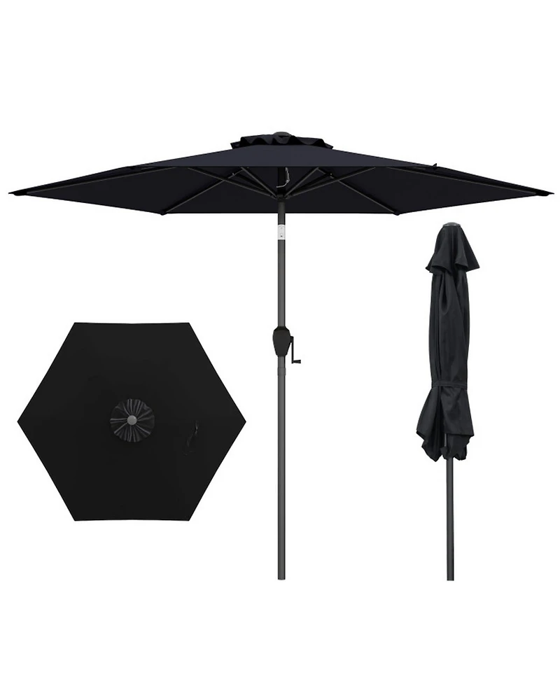 Gouun 7.5 feet Heavy-Duty Outdoor Market Umbrella with Push-Button Tilt and Air Vent