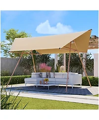 Asagikoiai Hexagonal Shade Outdoor Sail Canopy, Patio Uv Block Sun Shade Tent with Poles