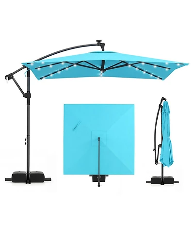 Gouun 8 x 8 Feet Square Solar Led Offset Cantilever Patio Umbrella
