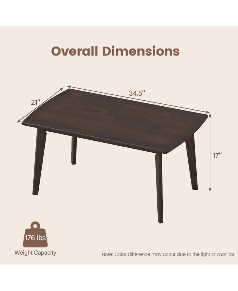 Sugift Solid Wood Modern Center Table with Tapered Legs 34.5in