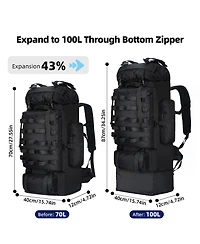 Piscifun 70L 100L Expandable Waterproof Hiking Backpack With Rain Cover Molle System For Camping Trekking