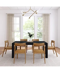 Plank+Beam 72" Modern Solid Wood Dining Table Set, Wirebrush, + 6 Chairs