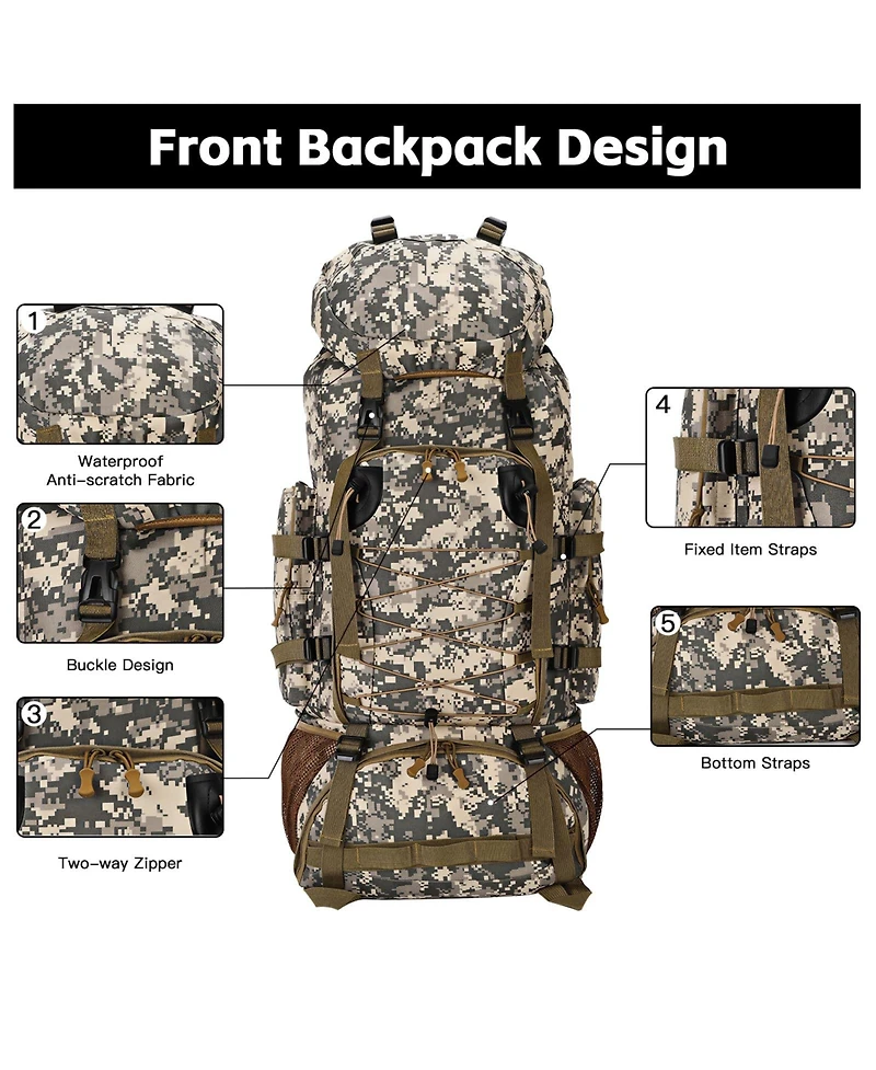 Piscifun Waterproof Lightweight Molle Tactical Backpack Large Capacity Outdoor Hiking Camping Rucksack