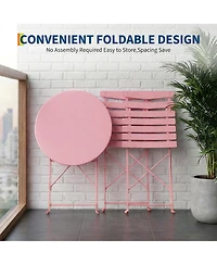 homfan 5-Piece Patio Bistro Set Folding Metal Frame Outdoor/Indoor Table and Chairs, No Assembly Needed, Space-Saving for Balcony Yard Garden