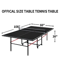 Baofuwish 9feet Regulation Table Tennis Foldable with Wheels Playback Mode Indoor Ping Pong for Home Gym