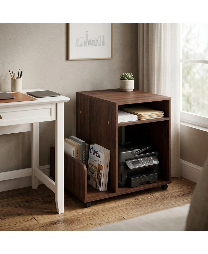 Sugift 3-Tier Rolling End Table Mobile Side Table with Side Storage Rack