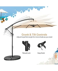 Gouun 10 Feet Cantilever Patio Umbrella with 8 Ribs Tilt and Cross Base