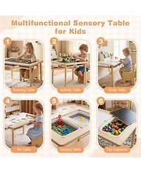 Hongge 6-In-1 Kids Sensory Table With Adjustable-Height Legs, Ages 3+