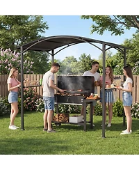 Gouun Outdoor Grill Gazebo Bbq Canopy with Metal Frame and Shelves