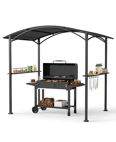 Gouun Outdoor Grill Gazebo Bbq Canopy with Metal Frame and Shelves
