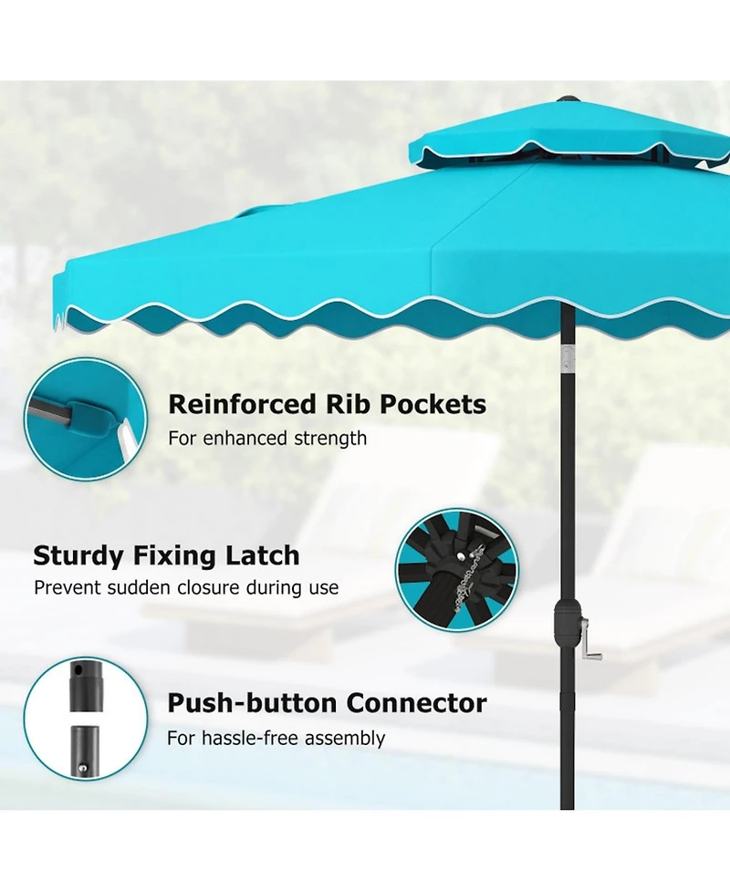Gouun 9 Feet Outdoor Patio Umbrella with Push Button Tilt and Crank Lift