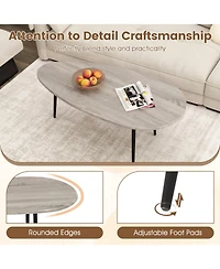 Sugift Oval Mid Century Center Table with Sturdy Metal Construction