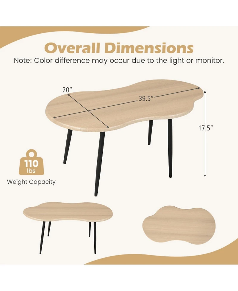 Sugift 39.5 in Cloud Shape Center Table with Metal Frame