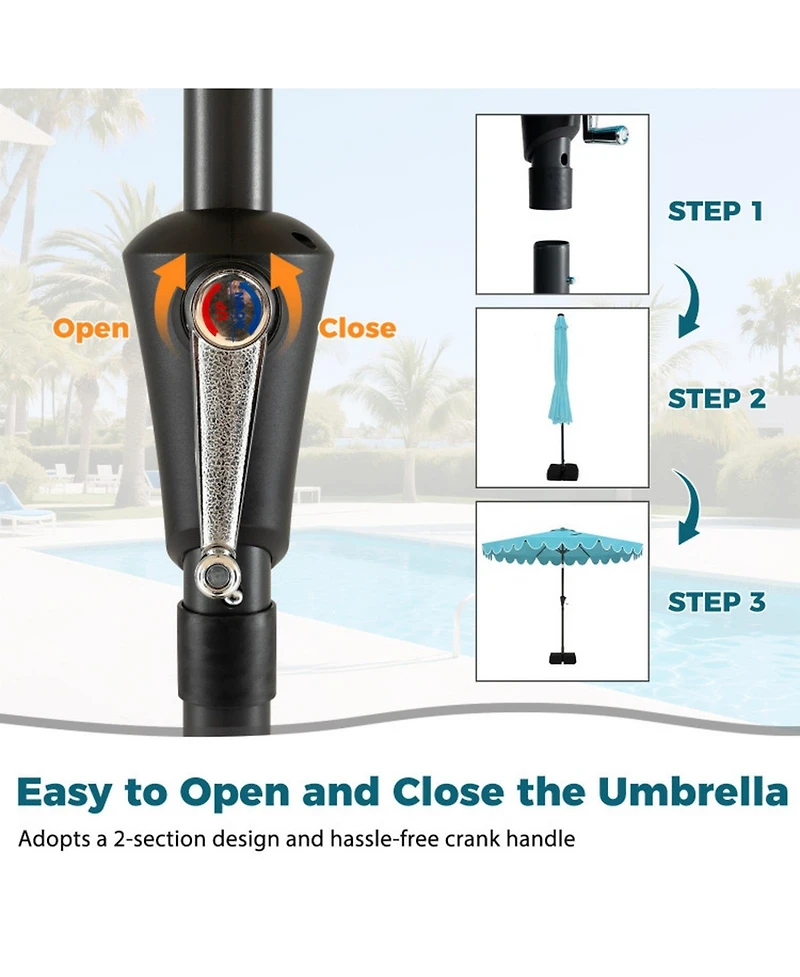 Gouun 10 Ft Outdoor Patio Umbrella with Weighted Base and Sandbag Set