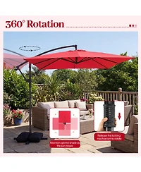 Gouun 8 x 8 Feet Square Hanging Offset Patio Umbrella with Cross Base