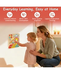 Sugift Montessori Wooden Learning Clock for Time, Seasons & Weather, Ages 3+