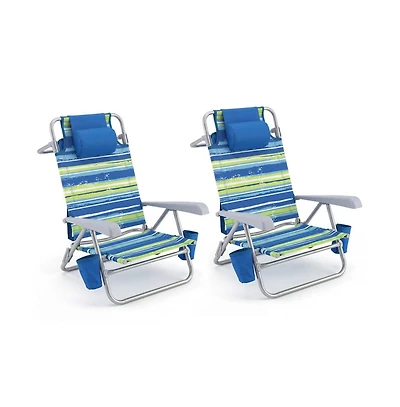 Hongge 2-Pack Folding Beach Chair with 7-Position Backrest
