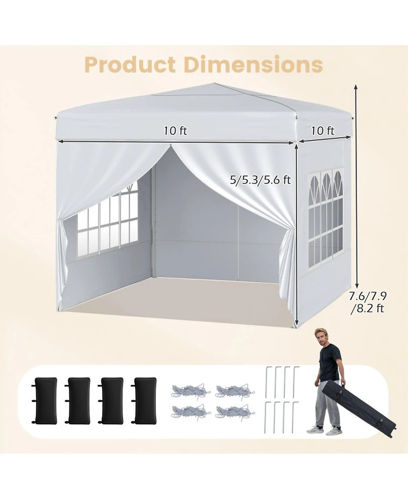 Gouun 10 x 10 Feet Commercial Pop Up Canopy Tent with 4 Sidewalls and Cpai-84