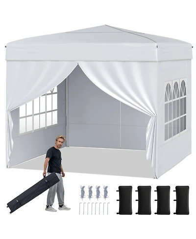 Gouun 10 x 10 Feet Commercial Pop Up Canopy Tent with 4 Sidewalls and Cpai-84