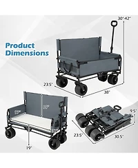 Hongge 2-in-1 Collapsible Beach Wagon Convertible to a Bench