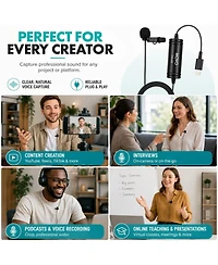 Movo LV1-di MFi Certified Lightning Omnidirectional Lavalier Microphone with 20-Foot Cable for iPhone and iPad