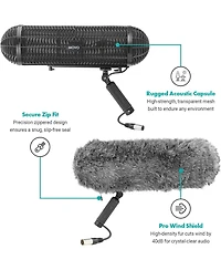 Movo Boom Mic Kit with Supercardioid Shotgun Microphone, 9.8-Foot Boom Pole, Blimp, and Deadcat Windsceens