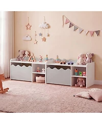 Sugift Scalloped Kids Bookshelf and Toy Storage Organizer for Playroom