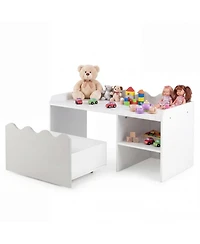 Sugift Scalloped Kids Bookshelf and Toy Storage Organizer for Playroom