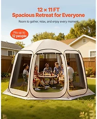 Gouun 12 x 11 ft Pop Up Screen House Tent for 10 to 12 People with Carry Bag