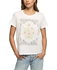 Lucky Brand Women's Heart Frame Floral Classic Crew T-Shirt