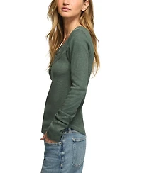 Lucky Brand Women's Lace Yoke Long-Sleeve Henley